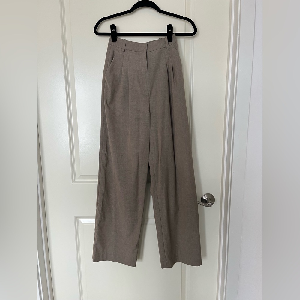 H&M Tan high-waisted wide-leg trousers with a flattering fit